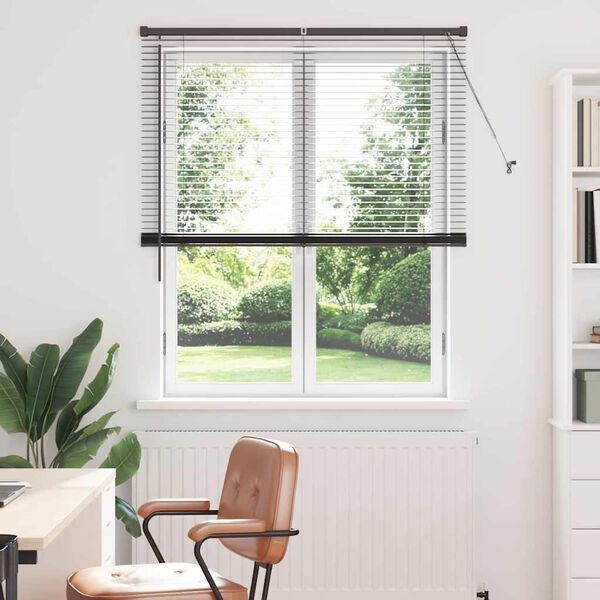 vidaXL Vindu Persienne med gardiner Svart Aluminium