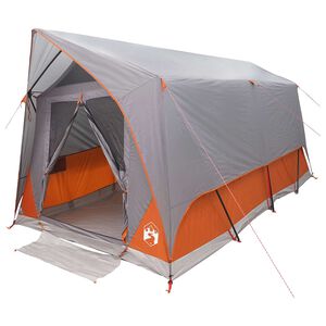 vidaXL Tunneltelt med tak Gr&aring; og Oransje 8 personer Polyester og st&aring;l