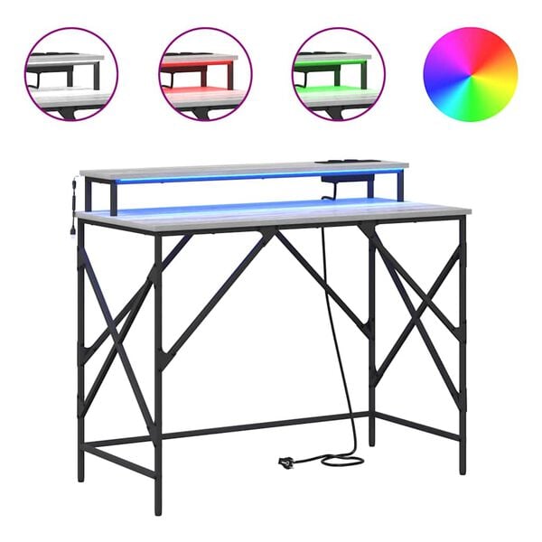 vidaXL Skrivebord Gr&aring; Sonoma 100 x 50 x 86,5 cm Konstruert tre