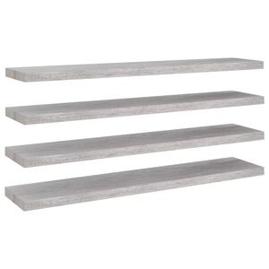 vidaXL Flytende vegghyller 4 stk betonggr&aring; 120x23,5x3,8 cm MDF
