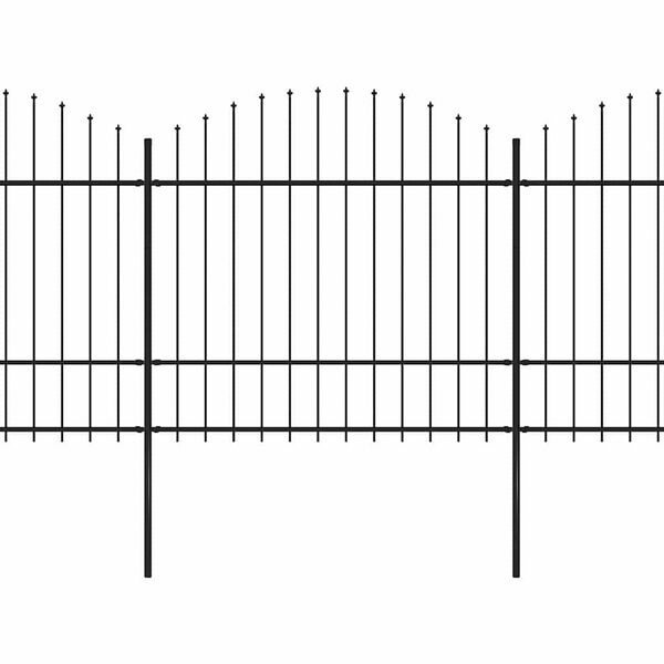 vidaXL Hagegjerde med spydtopp st&aring;l 1070x175 cm svart