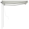 vidaXL Automatisk uttrekkbar markise med stolper 3x2,5 m kremhvit