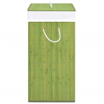vidaXL Skittentøyskurv med 2 seksjoner bambus grønn 100 L