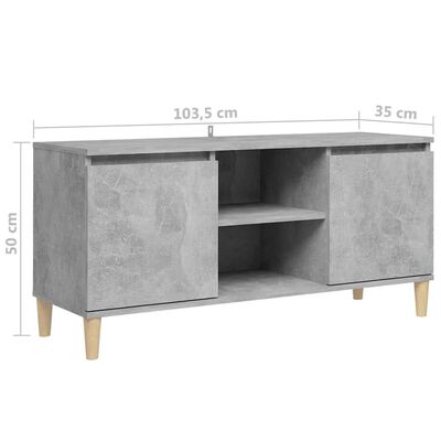 vidaXL TV-benk med ben i heltre betonggrå 103,5x35x50 cm