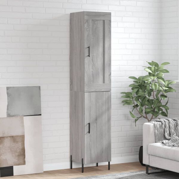 vidaXL Highboard gr&aring; sonoma 34,5x34x180 cm konstruert tre