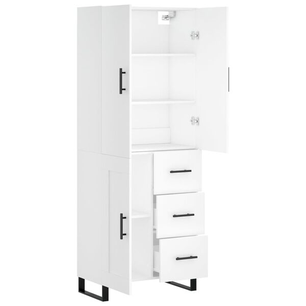 vidaXL Highboard hvit 69,5x34x180 cm konstruert tre