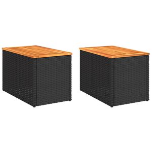 vidaXL Hagebord 2 stk svart 55x34x37 cm polyrotting heltre