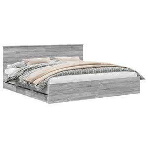 vidaXL Sengestamme med skuff Gr&aring; Sonoma 200 x 200 cm Ingeni&oslash;rtre