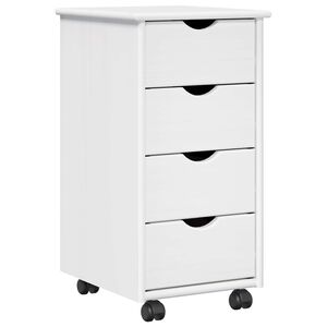 vidaXL Rullende skap med hjul Hvit 34 x 39 x 65,5 cm Massiv furu