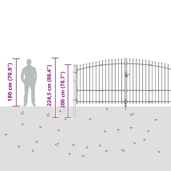 vidaXL Hageport Woerden st&aring;l 1,25x4 m svart