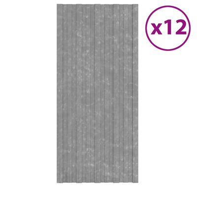 vidaXL Takplater 12 stk sølv 100x45 cm galvanisert stål
