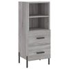vidaXL Highboard gr&aring; sonoma 34,5x34x180 cm konstruert tre