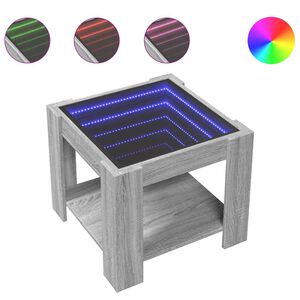 vidaXL Salongbord med LED gr&aring; sonoma 53x53x45 cm konstruert tre