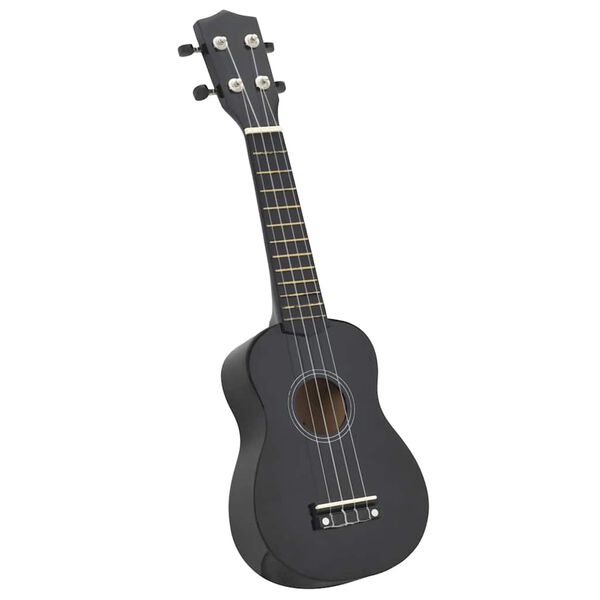 vidaXL Sopran-ukulele sett med veske for barn svart 21"