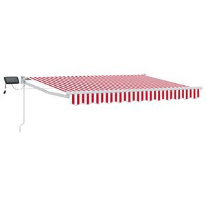 vidaXL Manuell utvidbar markise med LED-lamper R&oslash;d og Hvit 3 x 2,5 m