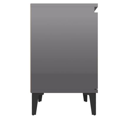 vidaXL Nattbord med metallben 2 stk høyglans grå 40x30x50 cm