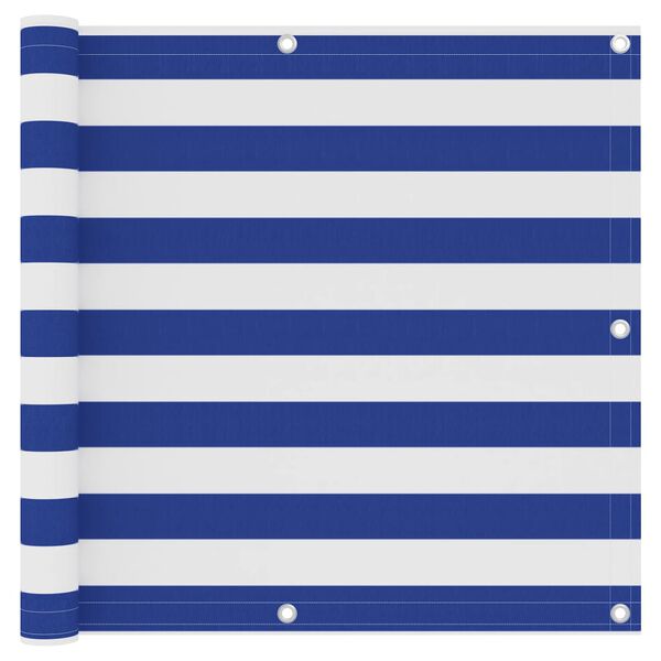 vidaXL Balkongskjerm hvit og bl&aring; 90x300 cm oxfordstoff