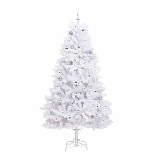 vidaXL Kunstig sammensatt juletre med 300 LED Hvit 180 cm PVC og st&aring;l