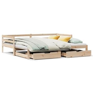 vidaXL Uttrekkbar dagseng med skuffer uten madrass 90x190 cm
