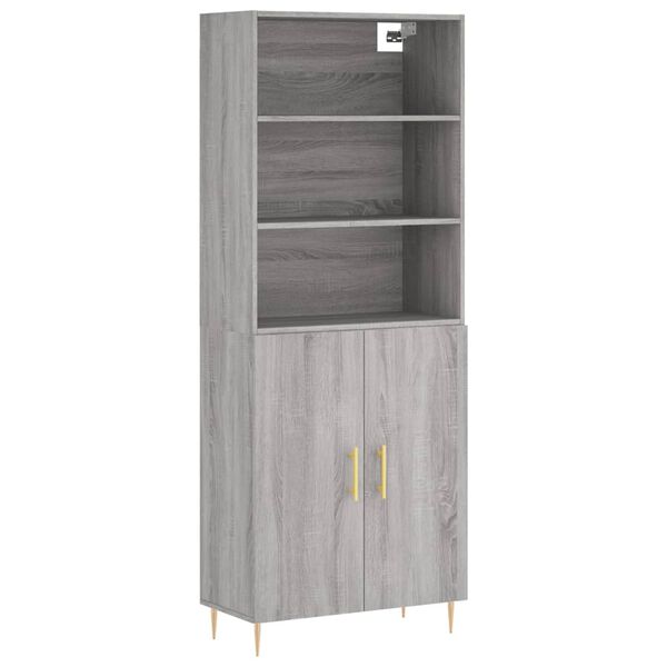 vidaXL Highboard gr&aring; sonoma 69,5x34x180 cm konstruert tre