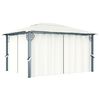 vidaXL Paviljong med gardin 400 x 300 cm kremhvit aluminium