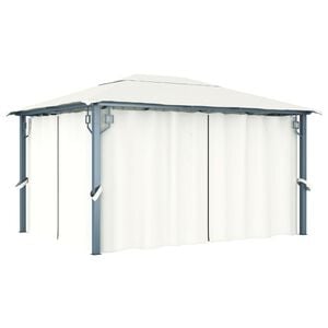 vidaXL Paviljong med gardin 400 x 300 cm kremhvit aluminium