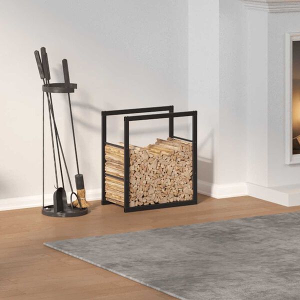 vidaXL Vedstativ svart 55x30x61 cm stål