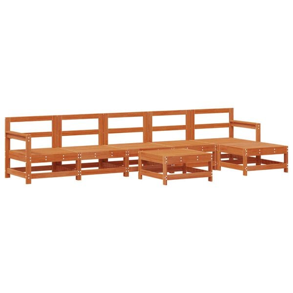 vidaXL Hage lounge sett 6 pcs VoksBrun Massiv furu