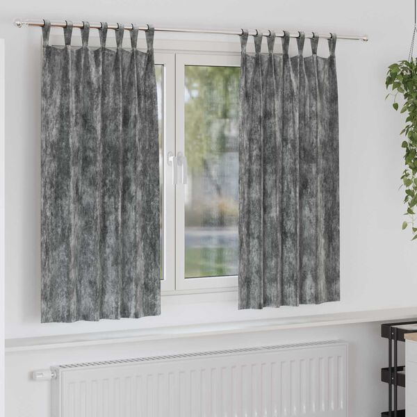 vidaXL Fløyel Gardiner med gardiner 2 pcs Grå 175 x 140 cm Fløyel