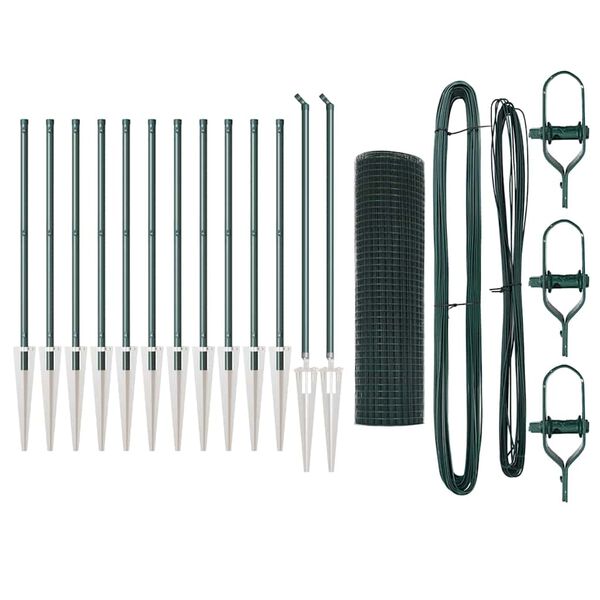 vidaXL Gjerdep&aring;le gr&oslash;nn 25 x 0,4 m (12 x 12 mm mesh) St&aring;l og PVC