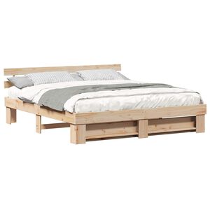 vidaXL Sengestamme med hodegjerde Brun 200 x 200 cm Massiv furu