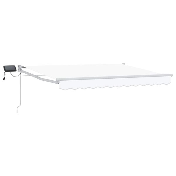 vidaXL Manuell utvidbar markise med LED-lamper Hvit 3 x 2,5 m