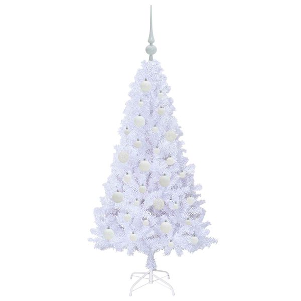 vidaXL Kunstig juletre med 150 LED med stativ Hvit 120 cm PVC og stål