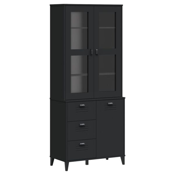 vidaXL Highboard VIKEN svart 80x40x190 cm heltre furu