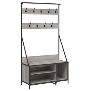 vidaXL Klesstativ med skooppbevaring gr&aring; sonoma 100x41x184 cm