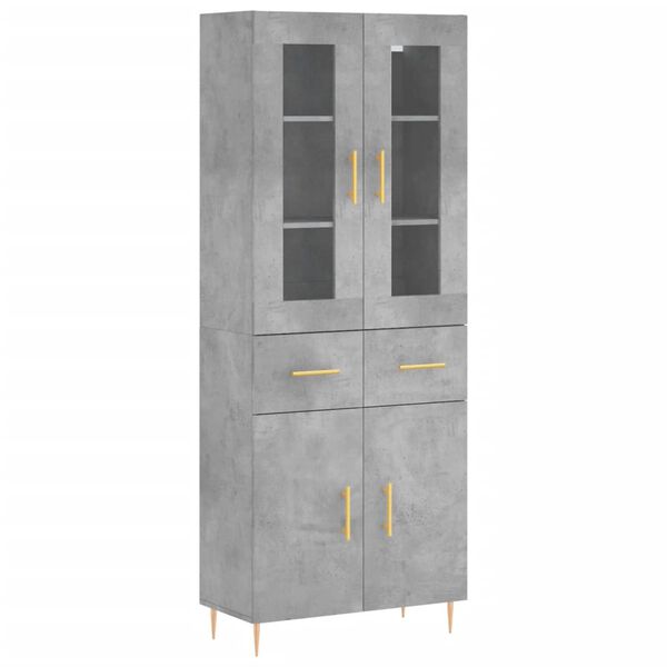 vidaXL Highboard betonggr&aring; 69,5x34x180 cm konstruert tre
