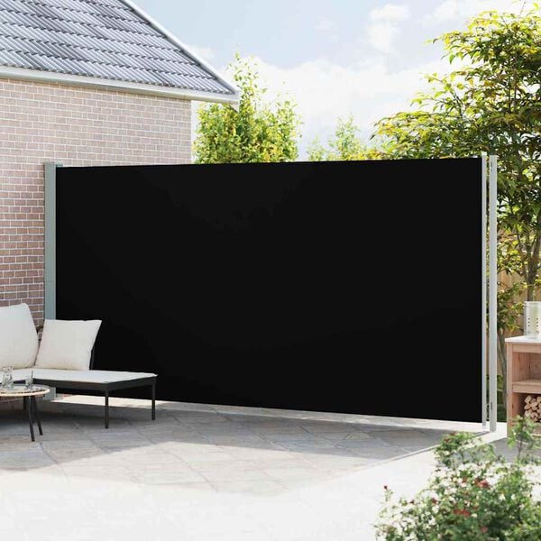 vidaXL Uttrekkbar sidemarkise 220x600 cm svart