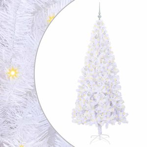 vidaXL Kunstig juletre med 300 LED med stativ Hvit 210 cm PVC og st&aring;l