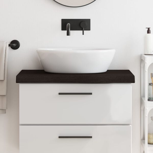 vidaXL Benkeplate til bad m&oslash;rkebrun 80x40x(2-6) cm behandlet heltre