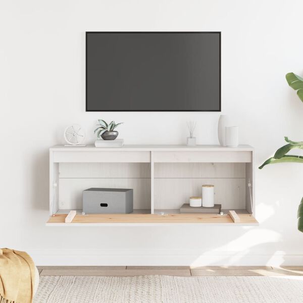 vidaXL Veggskap hvit 100x30x35 cm heltre furu