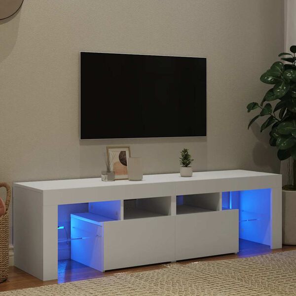 vidaXL TV-benk med LED-lys hvit 140x36,5x40 cm