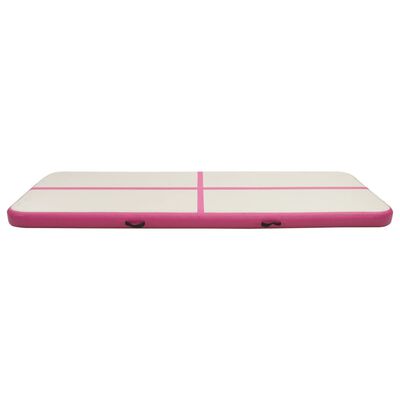 vidaXL Oppblåsbar gymnastikkmatte med pumpe 400x100x15 cm PVC rosa
