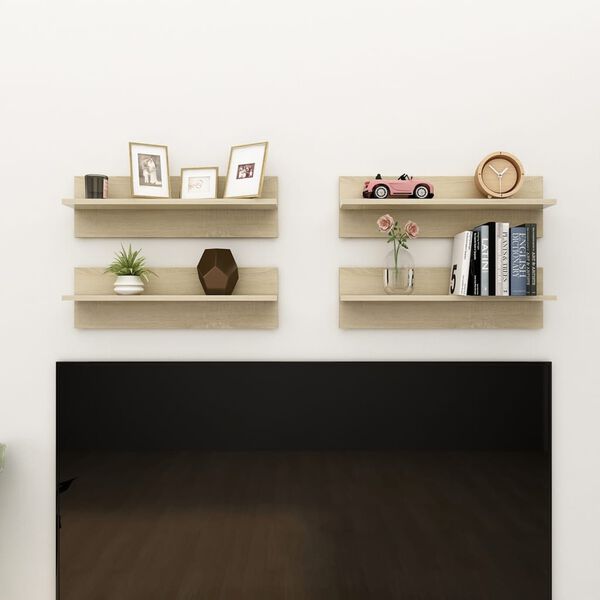 vidaXL Vegghyller 4 stk sonoma eik 60x11,5x18 cm konstruert tre