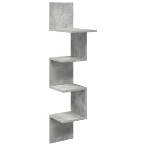 vidaXL Vegghylle Veggmontert Betonggr&aring; 32 x 21 x 107 cm Konstruert tre