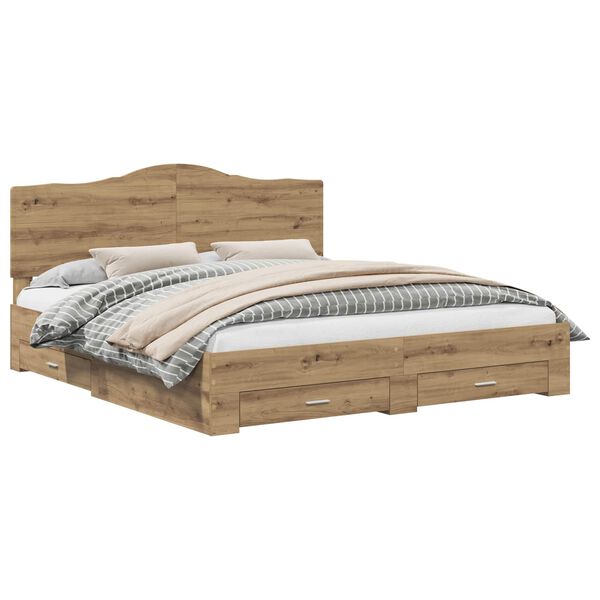 vidaXL Sengestamme med skuff Artisan Eik 180 x 200 cm Konstruert tre