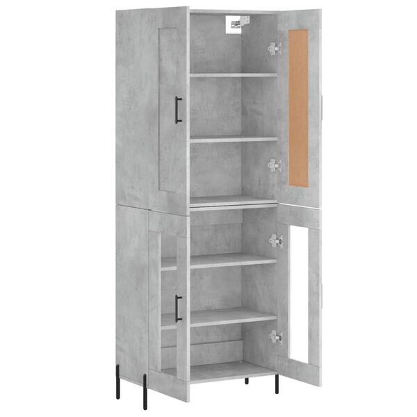 vidaXL Highboard betonggr&aring; 69,5x34x180 cm konstruert tre