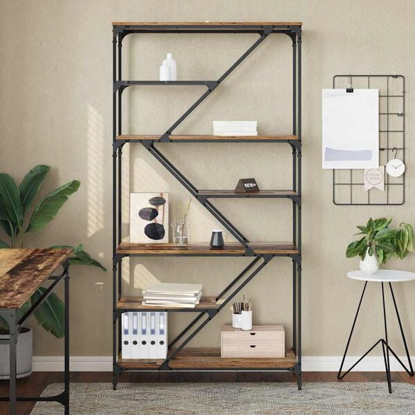 vidaXL Bokhylle Gamle tre 91 x 36 x 176 cm Konstruert tre