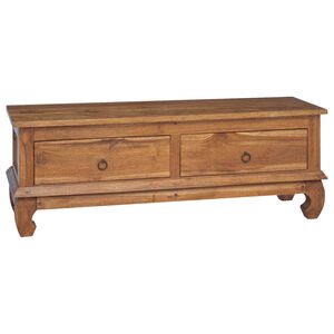 vidaXL TV-benk med skuff Naturlig 110 x 35 x 40 cm Massivt Teaktre