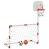 vidaXL Sett med fotball og basketball med baller for barn 98x50x70 cm