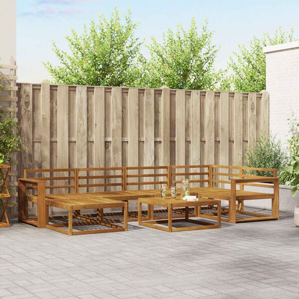 vidaXL Utend&oslash;rs sofa-sett 7 pcs Naturlig Solid akasietre